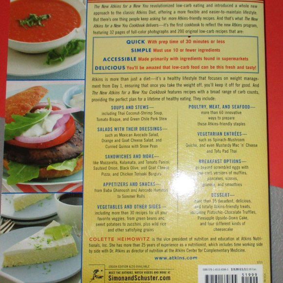 Atkins Diet Low Carb Recipes Softcover Book with Color Photos Colette Heimowitz - Picture 8 of 8